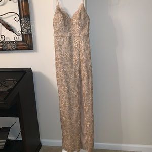 Stunning Gold Long Evening Wear w a long slit